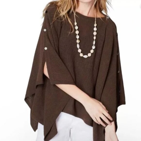 *NWT* J.JILL "GIA" 2-WAY PONCHO CAPE SWEATER + TANK TOP_KONA (BROWN)_OS_$79 - Picture 1 of 5